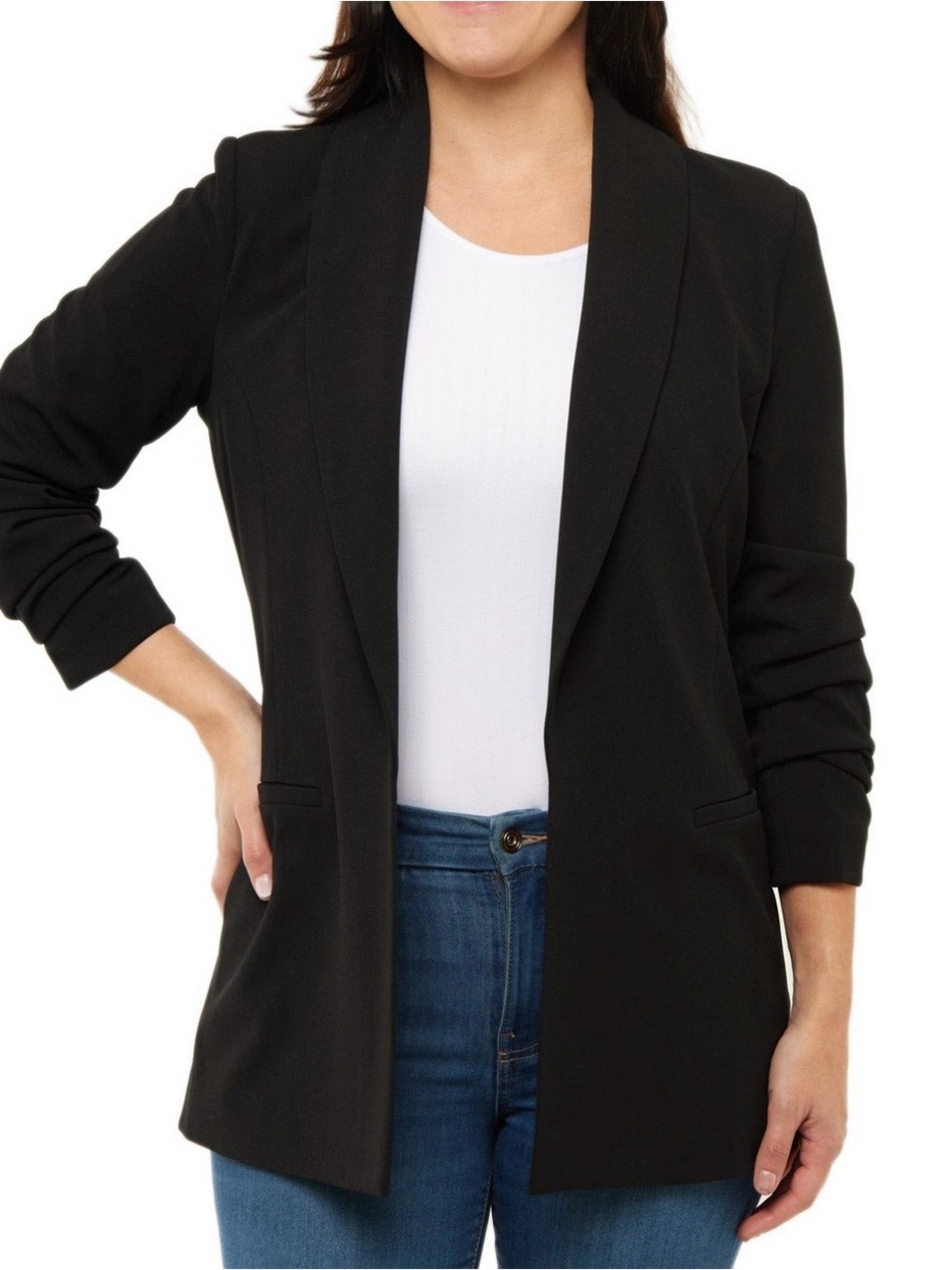 Open Front Black Blazer Jacket